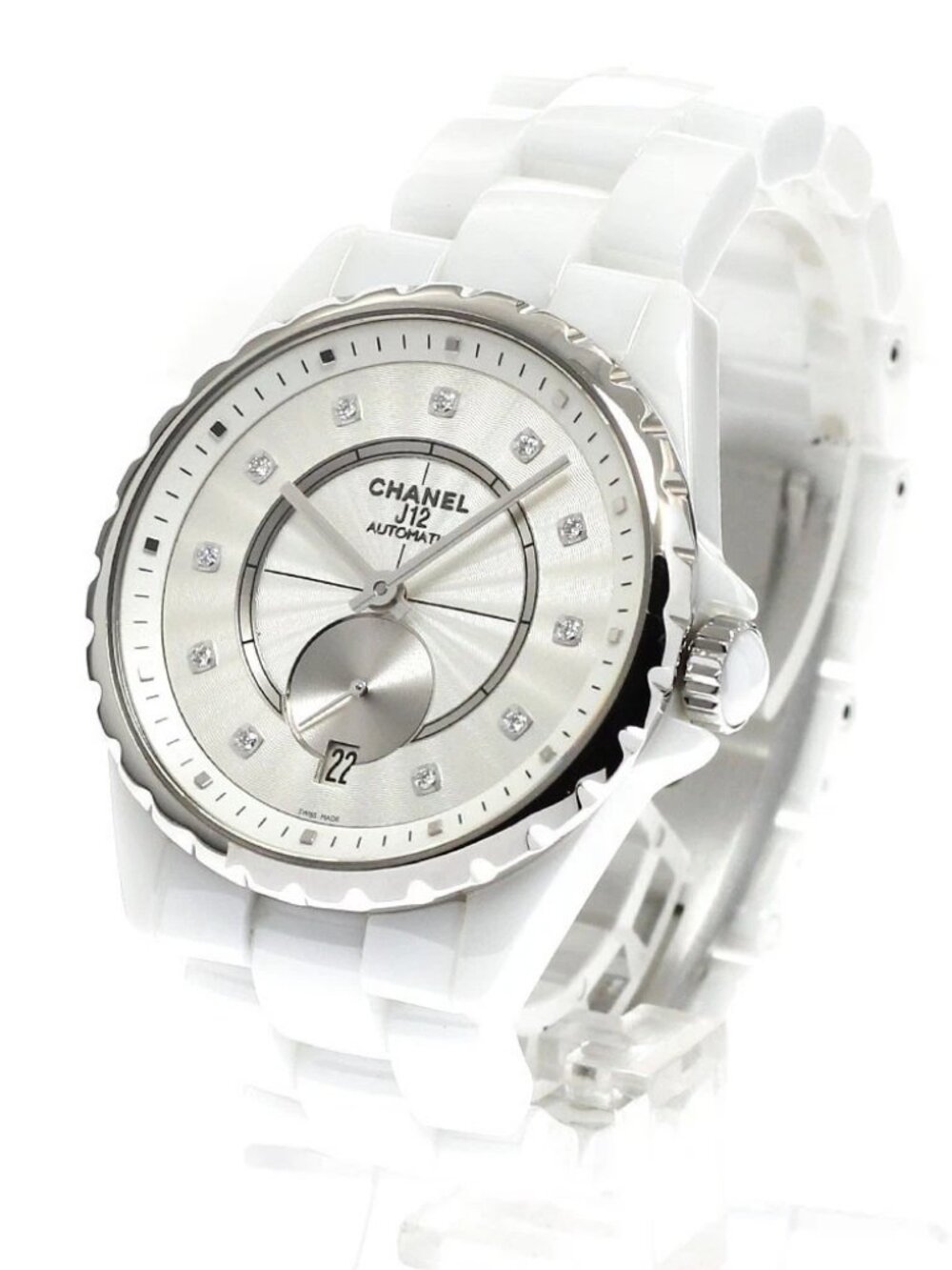 CHANEL J12 H4345 White ceramic 11P diamond date Automatic Boy's Watch - Picture 2 of 6
